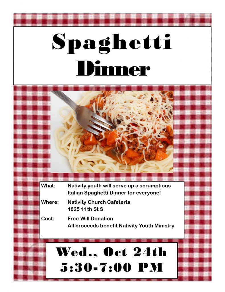 Spaghetti Dinner Fundraiser & Box of Joy Project Youth Ministry